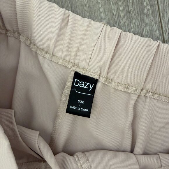 Dazy Tan Stretch High Waist Pleated Pants | Size L | Wide Leg - Picture 4 of 5